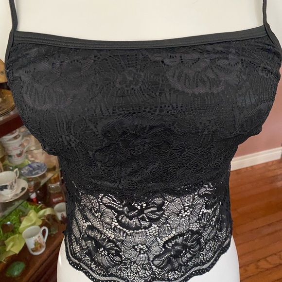 Avidlove Tank Top Lace Crop Butterfly Bustier Adjustable Spaghetti Straps Black - Picture 6 of 9